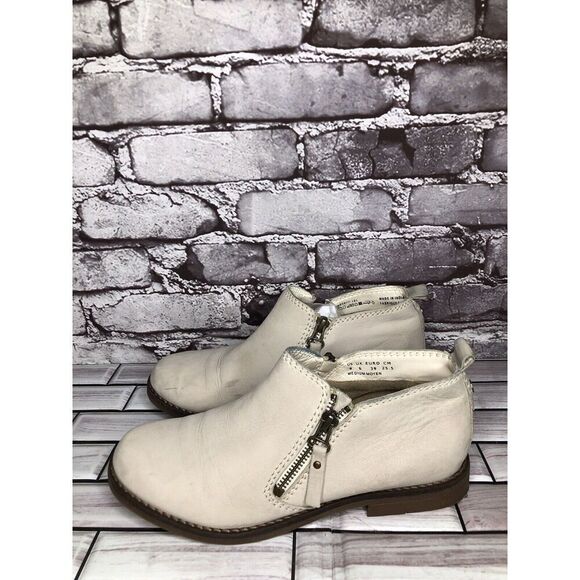 Hush Puppies Medium Moyen Ivory Suede Leather Zip Heel Booties Women Sz 8M US/39 - Picture 13 of 16